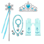 Set Rochie Elsa Frozen 2, cu Accesorii si Trena detasabila, EvrikaUnity®, 6-7 ani, 140 cm, Alb / Mov perlat