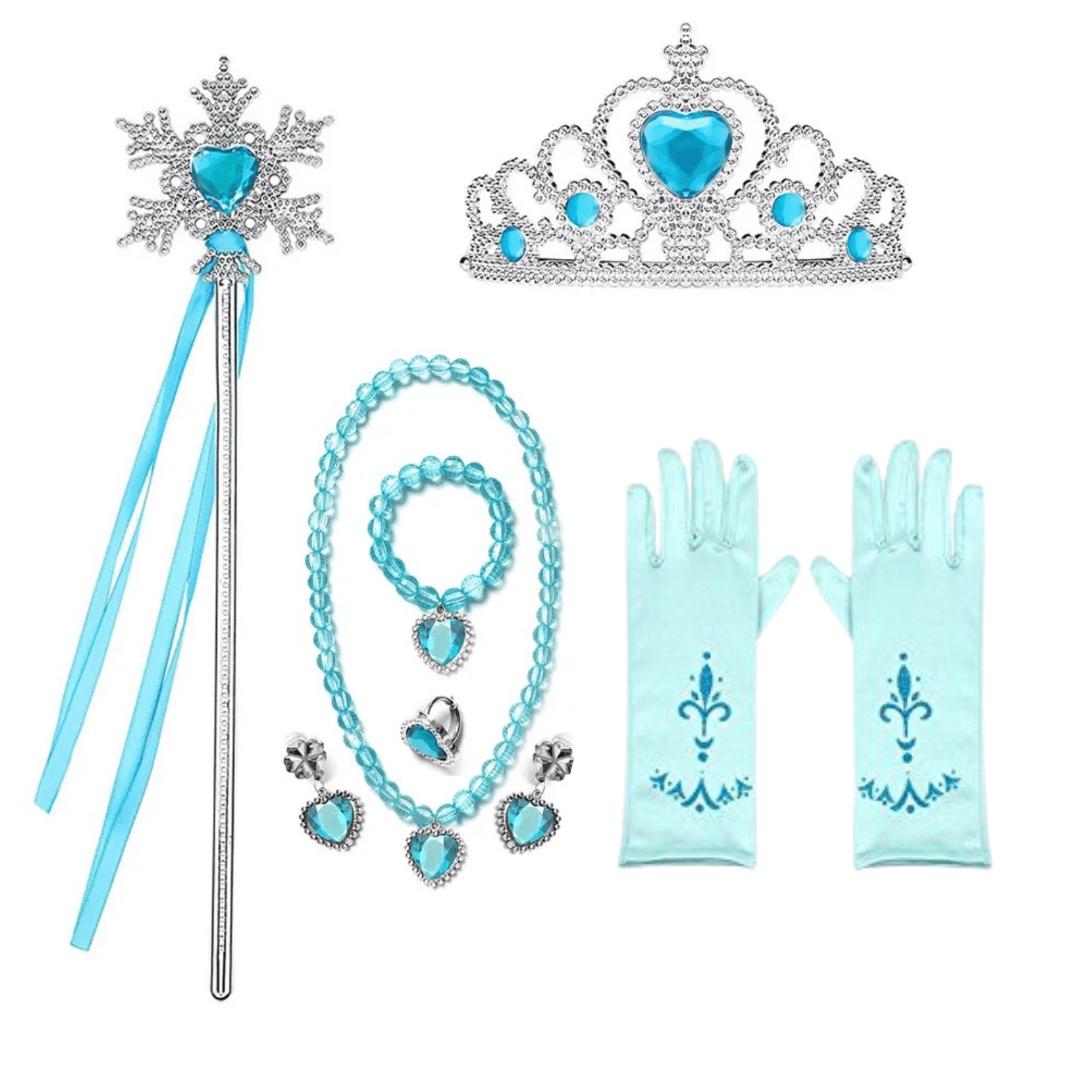 Set Rochie Elsa Frozen 2, cu Accesorii si Trena detasabila, EvrikaUnity®, 6-7 ani, 140 cm, Alb / Mov perlat