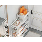 Raft Organizator pentru Incaltaminte cu 5 Niveluri si Polita Superioara, Suport Pantofi pentru Hol, Dormitor sau Dressing, Alb