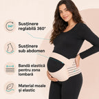 Centură maternală crem cu susținere reglabilă 360°