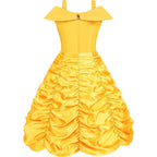 Rochie Belle pentru Copii, Set cu coronita si accesorii, Frumoasa si Bestia, Tesatura fina, 6-7 ani, 140, Galben
