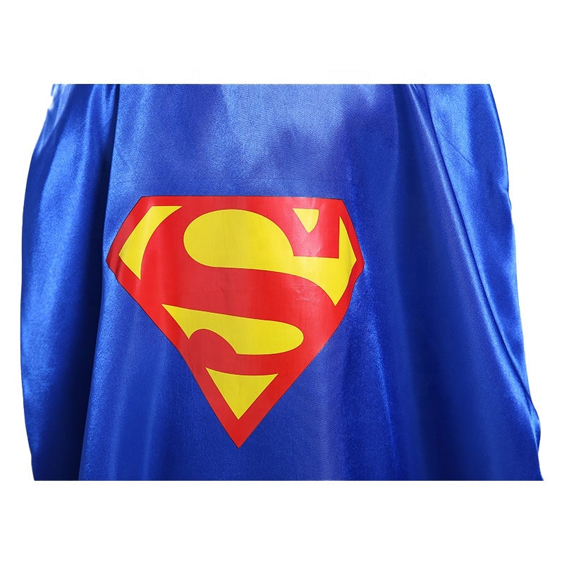 Costum Superman pentru Copii, Cu pelerina, Supererou, EvrikaUnity®, Premium Lycra 3D®, 7-8 ani, 150cm, Rosu/Albastru