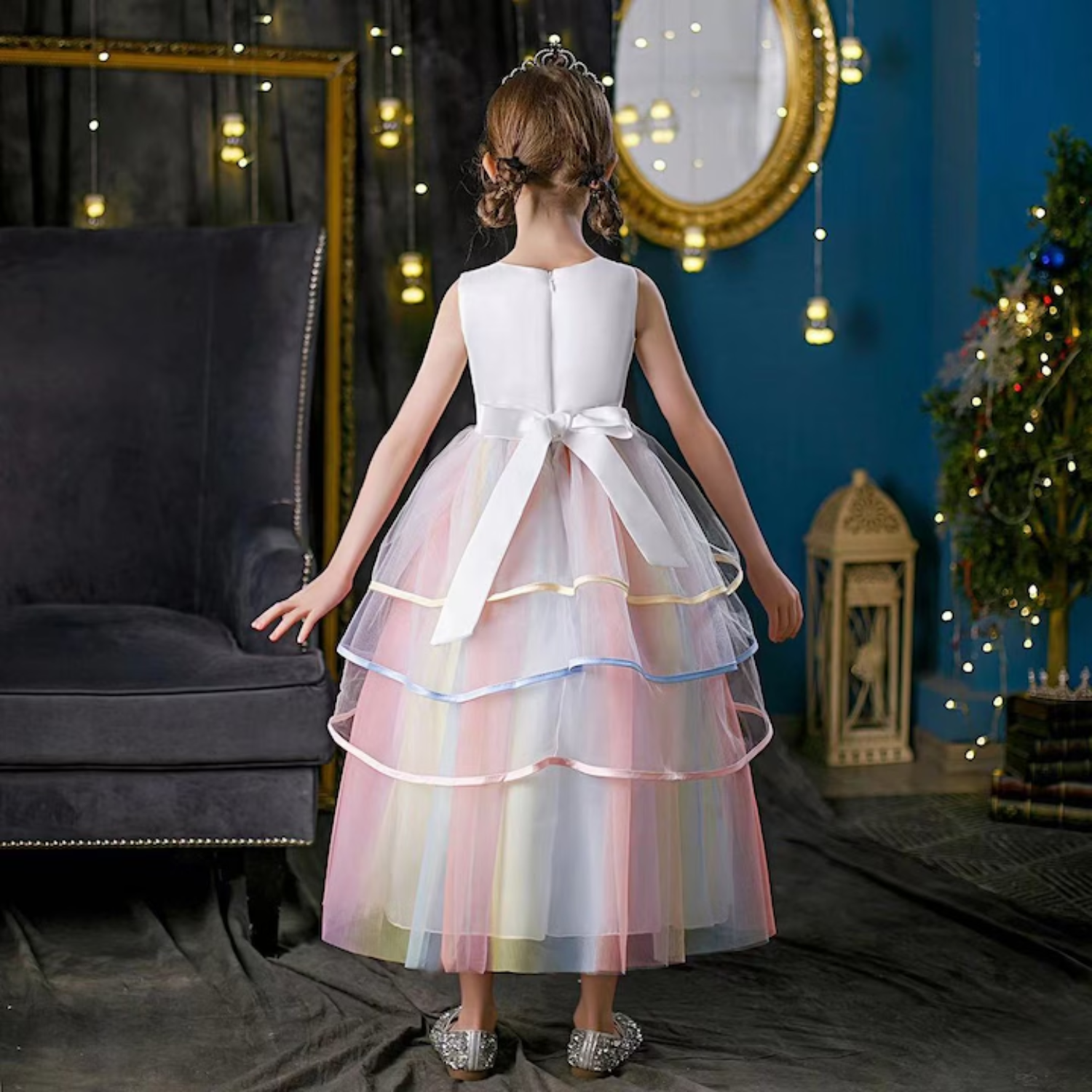 Rochie Unicorn pentru Copii, Set cu Bentita, Bijuterii si Accesorii, EvrikaUnity®, 4-5 ani, 120 cm, Multicolor
