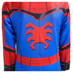 Costum Spiderman pentru copii, cu cagula si manusi, Supererou, EvrikaUnity®, Premium Lycra 3D®, 5-6 ani, 130 cm, Albastru / Rosu