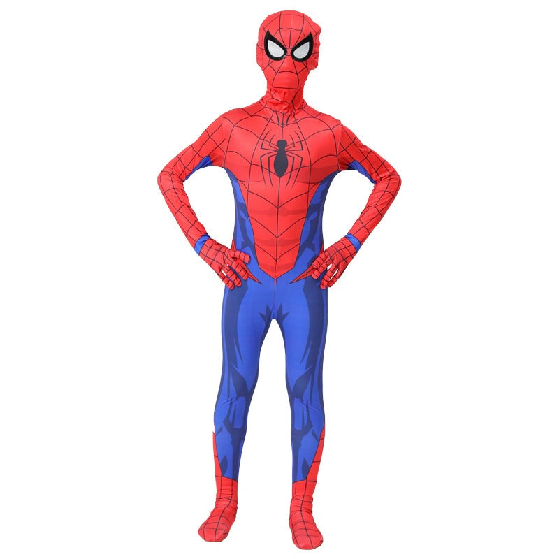 Costum Spiderman pentru copii, Paienjenelul si Prietenii lui Uimitori, EvrikaUnity®, Premium Lycra 3D®, 4-5 ani, 120 cm, Rosu/ Albastru deschis