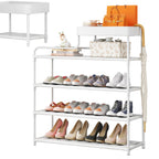 Raft Organizator pentru Incaltaminte cu 5 Niveluri si Polita Superioara, Suport Pantofi pentru Hol, Dormitor sau Dressing, Alb