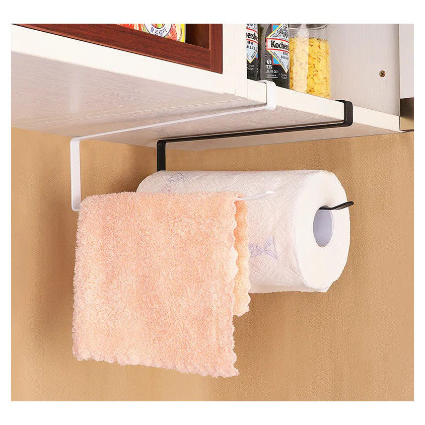 Suport Role Bucatarie pentru Prosop Hartie si Lavete, Montare Sub Dulap, Metalic, 25.5 cm, Alb, Fara Gaurire
