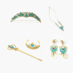 Costum Printesa Jasmine pentru Copii, Set cu Coronita si Accesorii, EvrikaUnity®, 4-5 ani, 120 cm, Albastru