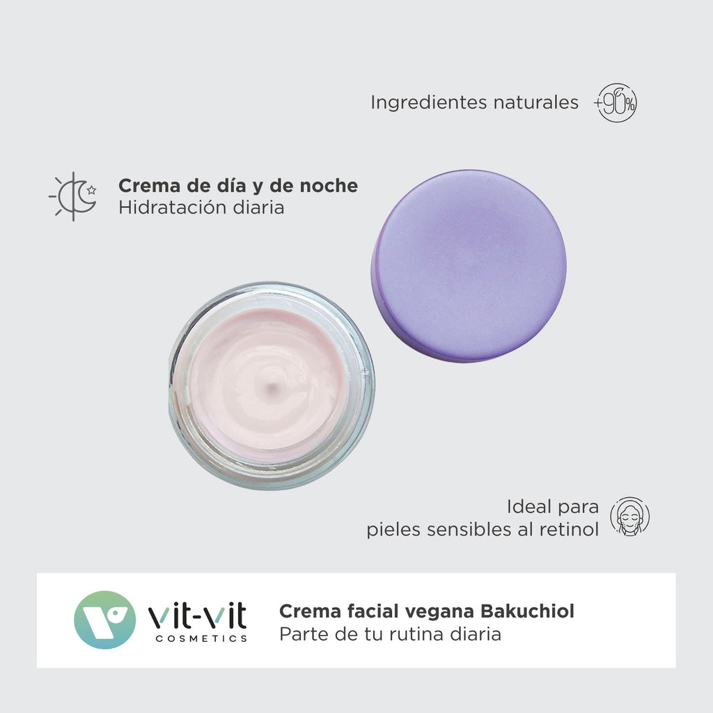 Crema anti-imbatranire cu Bakuchiol si Acid Hialuronic Vit-Vit - Retinol vegetal pentru fermitate si hidratare, 50 ml
