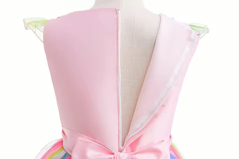 Rochie Unicorn pentru Fetite, Set cu Bentita si Colier, EvrikaUnity®, Tesatura Premium, 4-5 ani, 120 cm, Roz