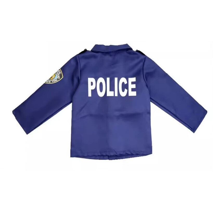 Costum de Politist pentru Baieti, Set cu Sapca, Fluier si Catuse, EvrikaUnity®, Tesatura Premium, 140 cm, 6-7 ani, Bleumarin