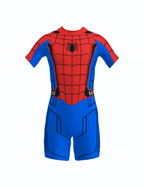 Costum de baie/inot intreg pentru copii, Spiderman, Supererou, Premium Nylon, 5-6 ani, 130 cm, Albastru/ Rosu
