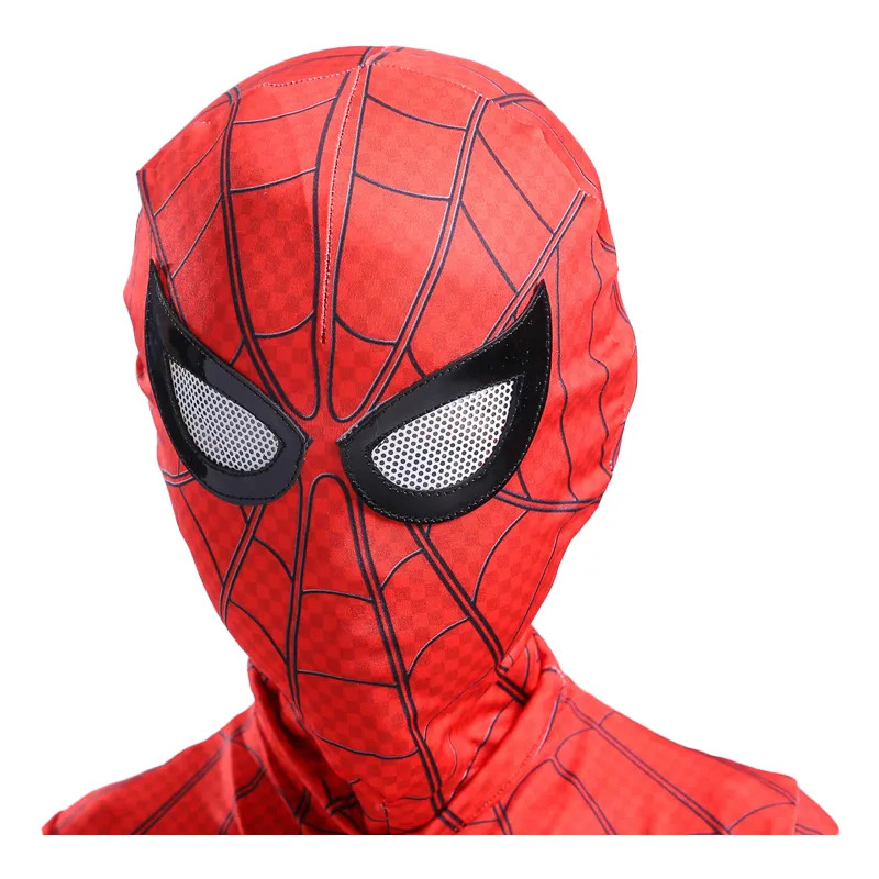 Costum Spiderman pentru copii, cu cagula si manusi, Supererou, EvrikaUnity®, Premium Lycra 3D®, 5-6 ani, 130 cm, Albastru / Rosu