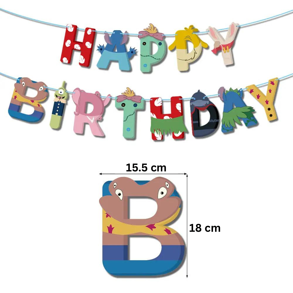 Set 24 baloane pentru Copii, Lilo si Stich, Petrecere Aniversare, Latex, 1 Banner Happy Birthday, 21 Cupcake Topper, 1 Cake Topper, Roz/ Albastru/ Turcoaz