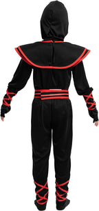 Costum Ninja pentru Copii, Set cu Accesorii, EvrikaUnity®, Tesatura Premium, 3-4 ani, 110cm, Negru/Rosu