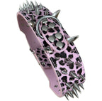 Zgarda Tigrata Spike/Tinte de Metal pentru Caini, Paza si Protectie, Calitate Premium, Rezistenta la apa si murdarie, Circumferinta ajustabila gat 53-61 cm, L, Roz