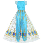 Costum Printesa Jasmine pentru Copii, Set cu Coronita si Accesorii, EvrikaUnity®, 3-4 ani, 110 cm, Albastru