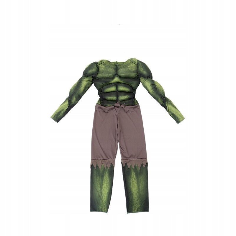 Costum Hulk cu Muschi pentru copii, Set cu Masca, Transforma-te in eroul tau preferet, EvrikaUnity®, Materiale Premium, 5-6 ani, 130cm, Verde