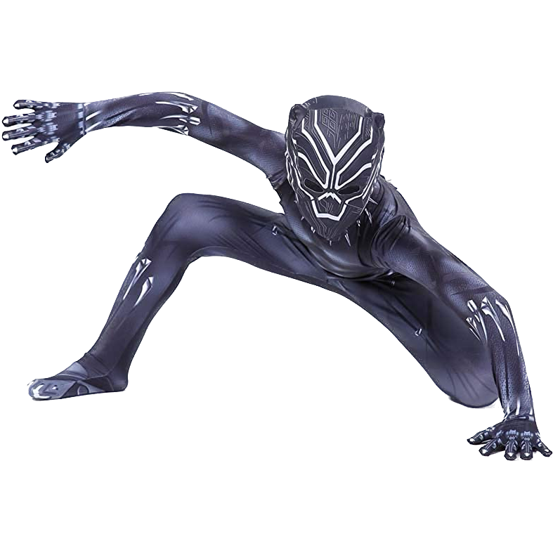 Costum pentru copii Black Panther / Pantera Neagra, EvrikaUnity®, Premium Lycra 3D®, 7-8 ani, 150 cm, Negru