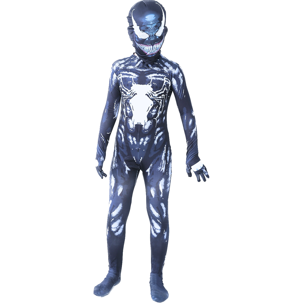 Costum Venom pentru Copii, Supererou, EvrikaUnity®, Premium Lycra 3D®, 3-4 ani, 110cm, Gri