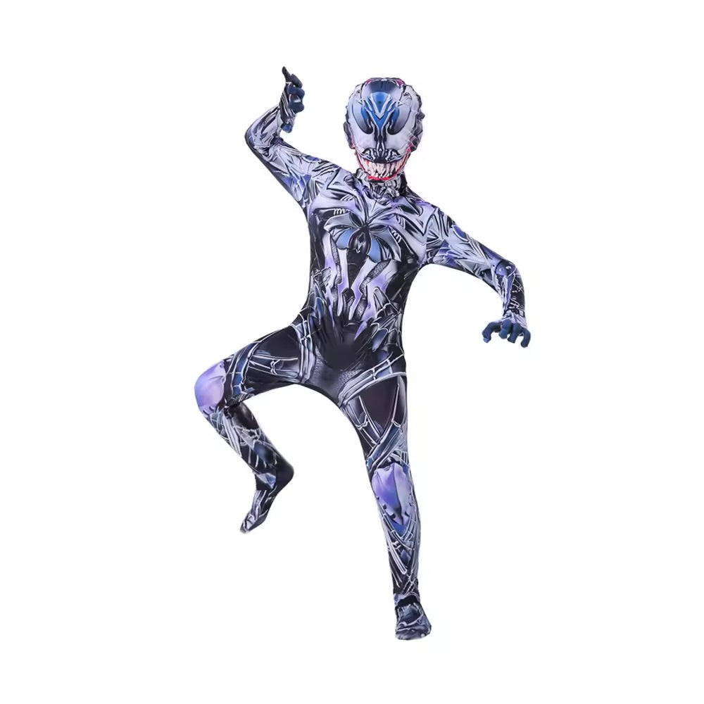 Costum Venom Extraterestru pentru Copii, Cu masca, Antierou, EvrikaUnity®, Premium Lycra 3D®, 7-8 ani, 150cm, Multicolor