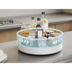Organizator Rotativ 360° Tip Tava Universala 25 cm - Suport pentru Condimente, Cosmetice, Bucatarie si Baie, Alb