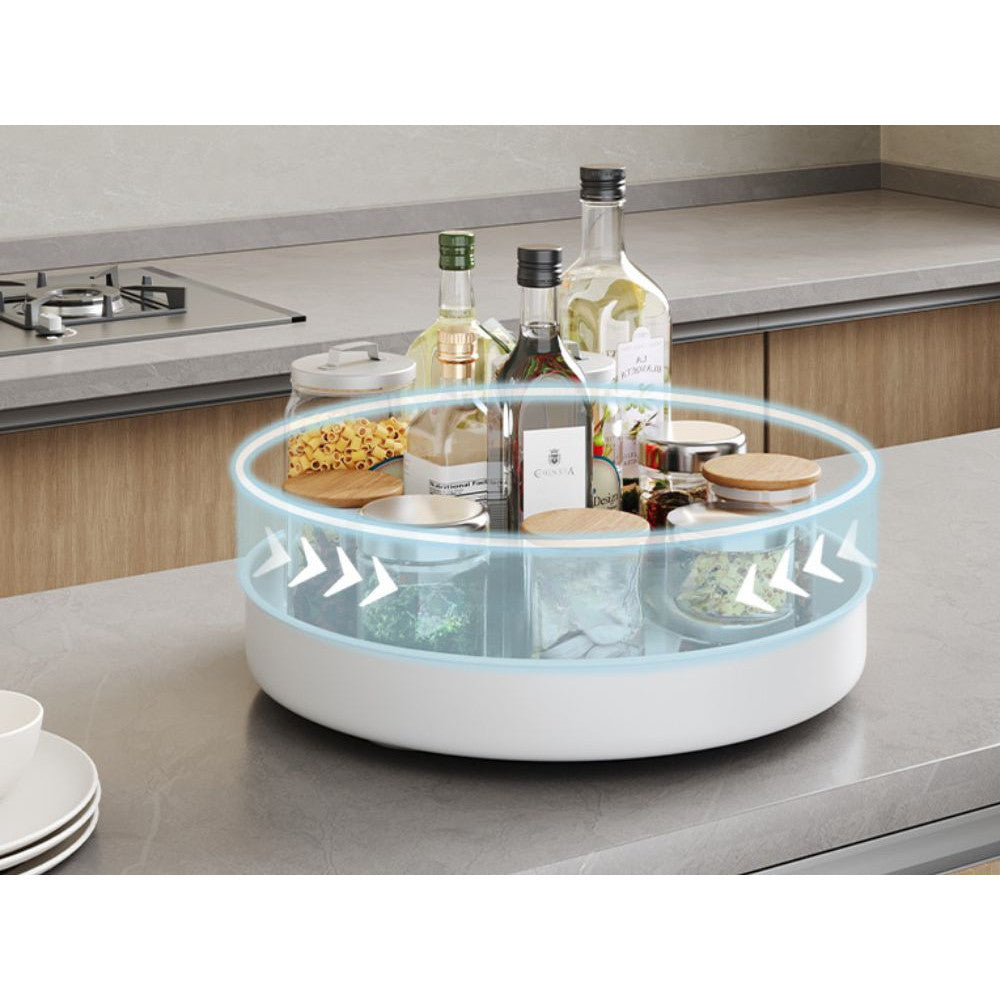Organizator Rotativ 360° Tip Tava Universala 25 cm - Suport pentru Condimente, Cosmetice, Bucatarie si Baie, Alb