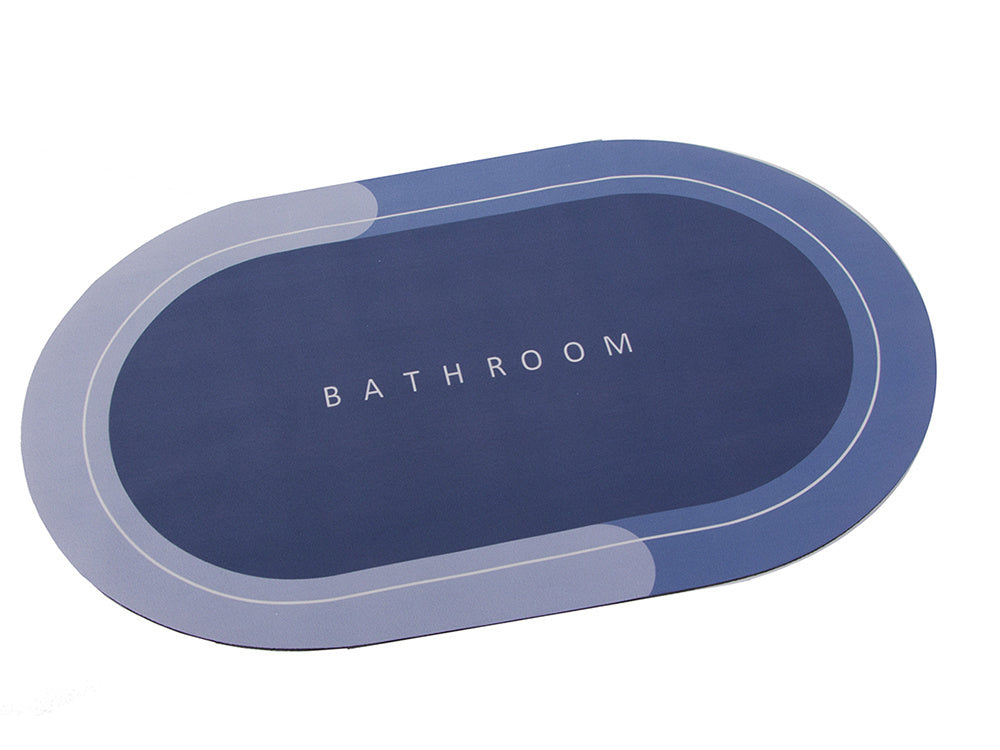 Covoras baie absorbant antiderapant, cu uscare rapida, 58 x 38 cm, model oval Bathroom