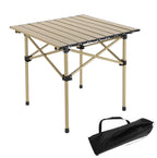 Masa Pliabila Camping din Aluminiu, Portabila cu Husa de Transport, Usoara si Rezistenta pentru Picnic si Drumetii, Auriu