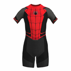 Costum de baie/inot intreg pentru copii, Spiderman, Supererou, Premium Nylon, 6-7 ani, 140 cm, Rosu/ Negru