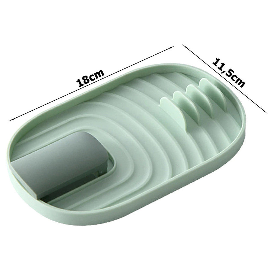Organizator Bucatarie pentru Capac si Ustensile - Suport Scurgere pentru Lingura, Polonic, Spatula si Capac de Oala, 18 x 11.5 cm, Verde