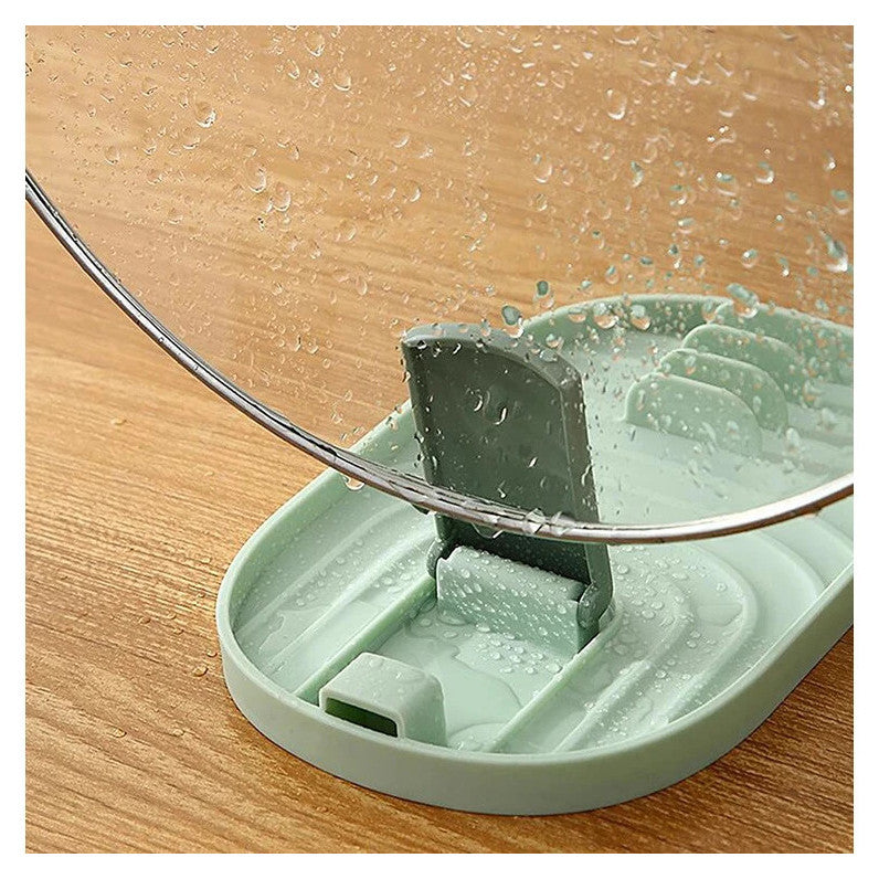 Organizator Bucatarie pentru Capac si Ustensile - Suport Scurgere pentru Lingura, Polonic, Spatula si Capac de Oala, 18 x 11.5 cm, Verde