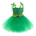 Rochita Fluture cu Flori pentru fete, Set cu aripi si bagheta, Tesatura fina, 7-8 ani, 150 cm, Verde