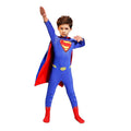 Costum Superman pentru Copii, Cu pelerina, Supererou, EvrikaUnity®, Premium Lycra 3D®, 6-7 ani, 140cm, Rosu/Albastru