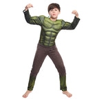 Costum Hulk cu Muschi pentru copii, Set cu Masca, Transforma-te in eroul tau preferet, EvrikaUnity®, Materiale Premium, 5-6 ani, 130cm, Verde
