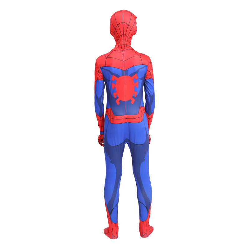 Costum Spiderman pentru copii, Paienjenelul si Prietenii lui Uimitori, EvrikaUnity®, Premium Lycra 3D®, 7-8 ani, 150 cm, Rosu/ Albastru deschis