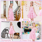 Rochie Barbie pentru Copii, Set cu Accesorii, EvrikaUnity®, Tesatura Premium, 4-5 ani, 120cm, Roz