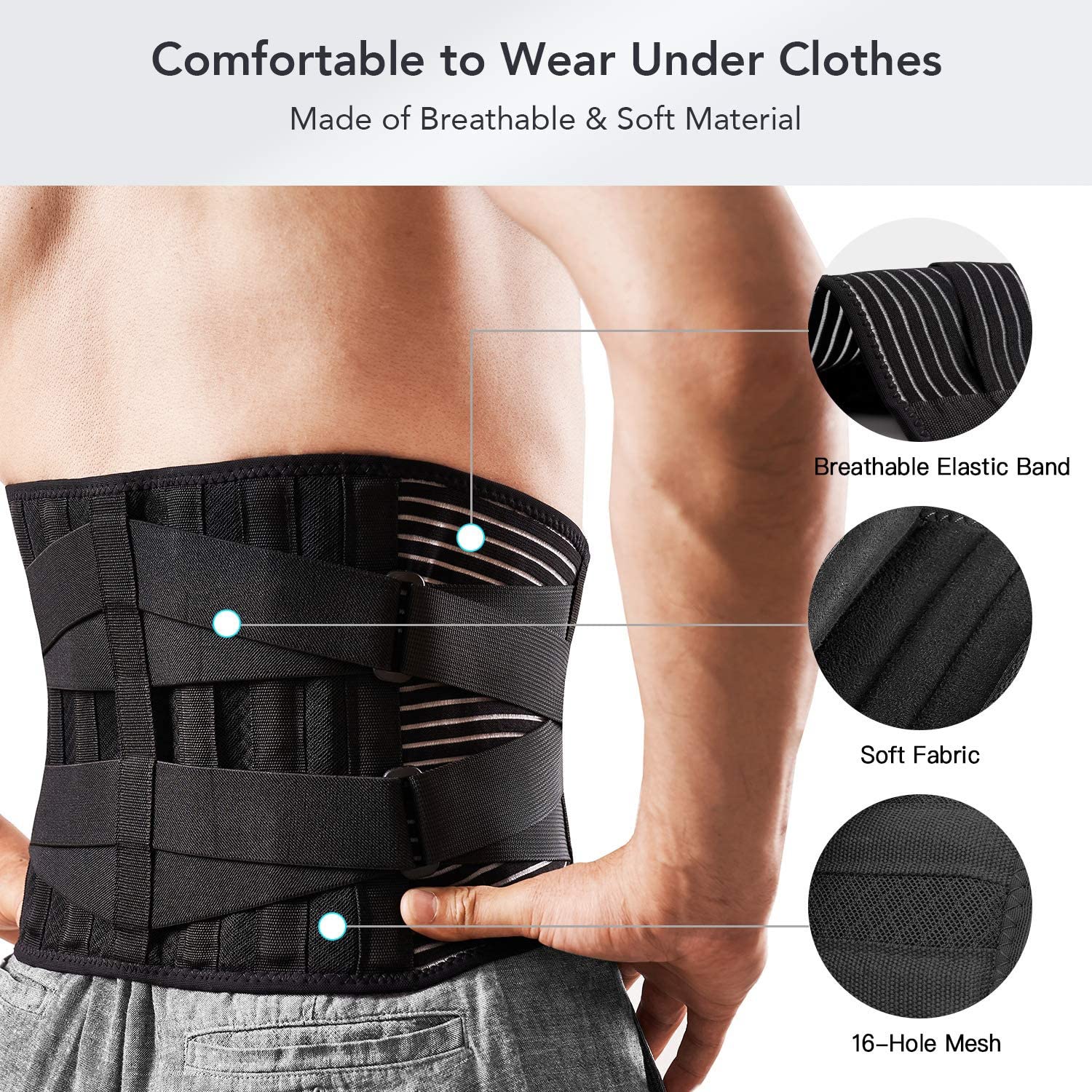 Centura Lombara Premium cu Pad, Suport vertical 360°, EvrikaUnity®, Marimea XL, Talie 90-110 cm, Negru, Unisex