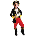 Costum Pirat pentru copii, Set cu Palarie si Petic de ochi, EvrikaUnity®, Tesatura Premium, 6-7 ani, 140 cm, Rosu/ Negru