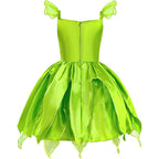 Rochie Zana pentru Copii, Set Bentita, Aripi si Bagheta cu fluturasi, Tinker Bell, EvrikaUnity®, 120 cm, 4-5 ani, Verde