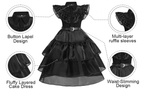 Rochie Wednesday pentru Fete, Set cu Peruca, Bijuterii si Accesorii, EvrikaUnity®, Tesatura premium, 4-5 ani, 120 cm, Negru