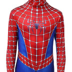 Costum Primul Om-Paianjen pentru copii, Supererou, Spiderman, EvrikaUnity®, Premium Lycra 3D®, 7-8 ani, 150 cm, Rosu / Albastru