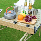 Masa Pliabila Camping din Aluminiu, Portabila cu Husa de Transport, Usoara si Rezistenta pentru Picnic si Drumetii, Auriu