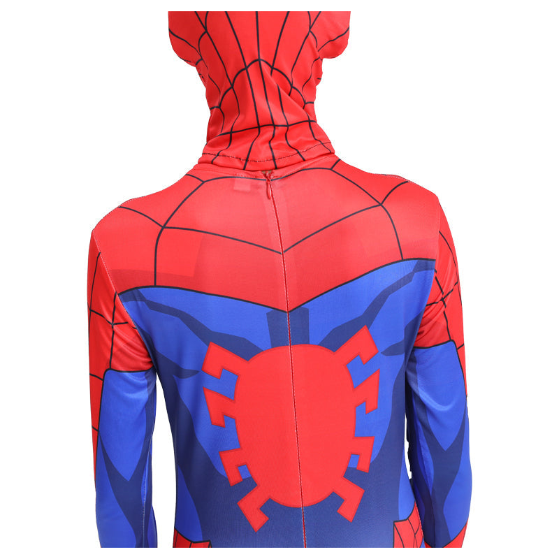 Costum Spiderman pentru copii, Paienjenelul si Prietenii lui Uimitori, EvrikaUnity®, Premium Lycra 3D®, 6-7 ani, 140 cm, Rosu/ Albastru deschis