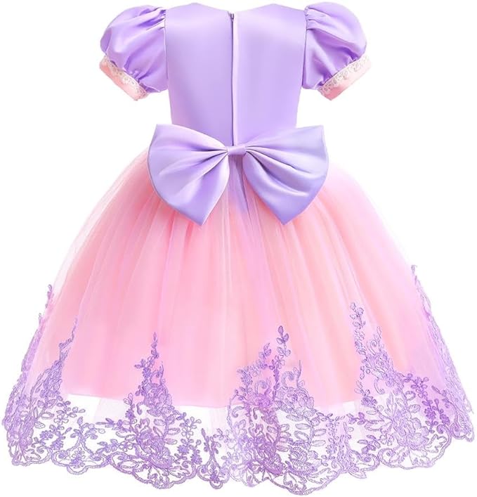 Rochie Printesa Rapunzel pentru fete, Set cu Coronita si Accesorii, EvrikaUnity®, Tesatura premium, 2-3 ani, 100 cm, Roz