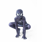 Costum Spiderman Negru pentru Copii, EvrikaUnity®, Supererou, Premium Lycra 3D®, 3-4 ani, 110 cm, Negru