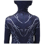 Costu Venom cu Fulgere pentru Copii, Set cu masca, Supererou, EvrikaUnity®, Premium Lycra 3D®, 7-8 ani, 150cm, Bleumarin