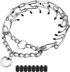 Zgarda Otel Inoxidabil pentru dresaj, Cu protectii de cauciuc, Calitate Premium, Circumferinta gat ajustabila 50 cm, M
