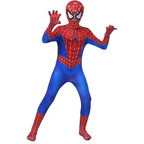 Costum Primul Om-Paianjen pentru copii, Supererou, Spiderman, EvrikaUnity®, Premium Lycra 3D®, 7-8 ani, 150 cm, Rosu / Albastru