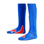 Costum Spider-man pentru Copii, O Noua Dimensiune a Elegantei Supereroice, EvrikaUnity®, Premium Lycra 3D®, 3-4 ani, 110 cm, Alb/ Albastru